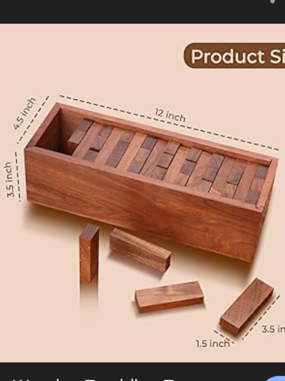 Wooden Tumbling Tower Game - Natural Brown